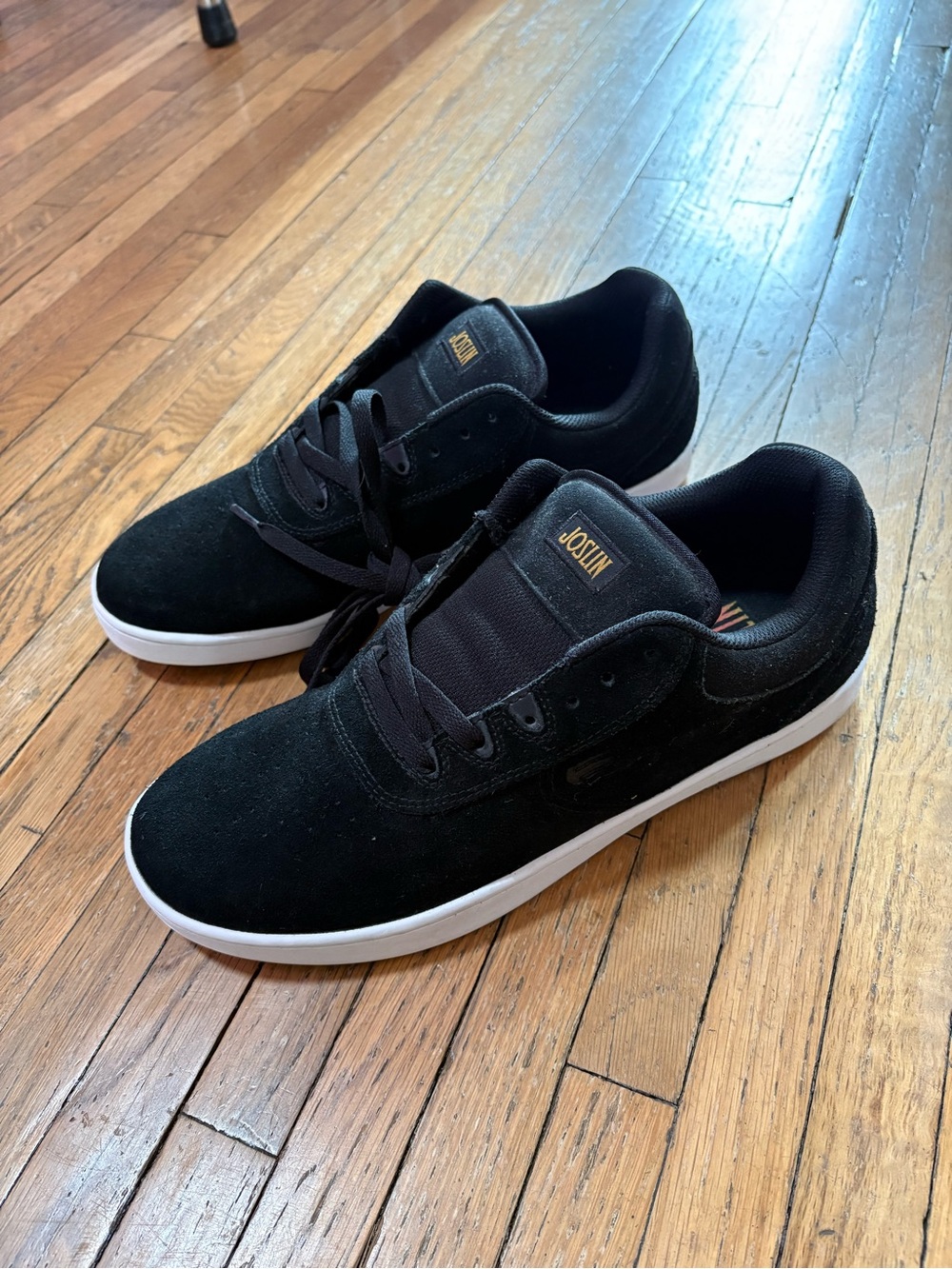 Etnies Black Suede Sneakers with White Sole Chris Joslin